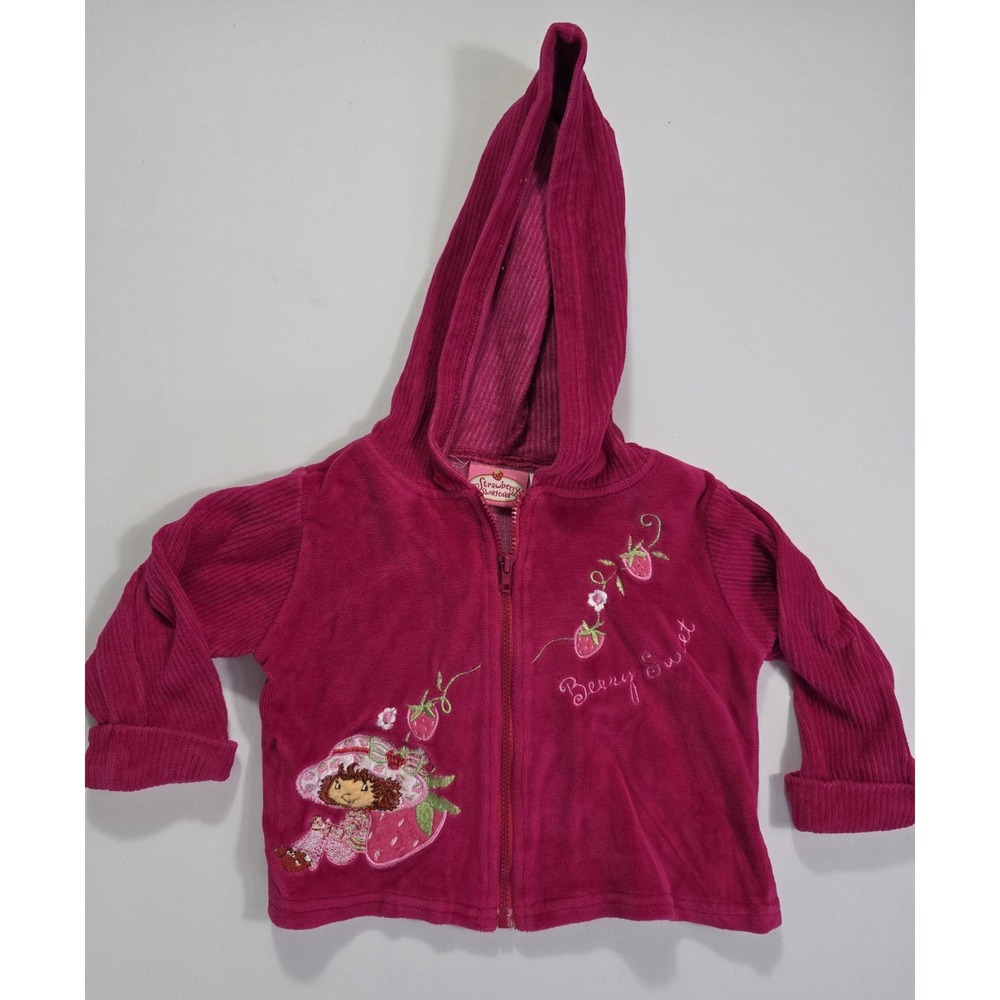 Vintage Strawberry Shortcake Berry Sweet Hoodie Girls Size 12 Pink Y2K